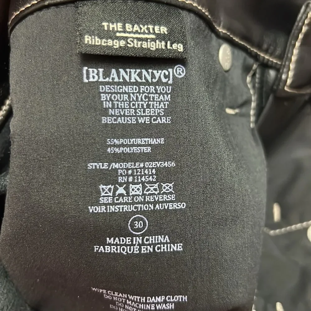 BLANKNYC Vegan Leather Black (City Bound) Carpenter Pants size 30 NWT
